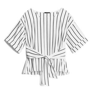 West Kei Women Stripped Long Sleeve Blouse M